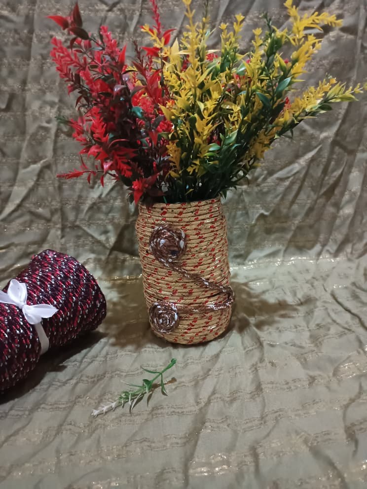 Vase corde tressée
