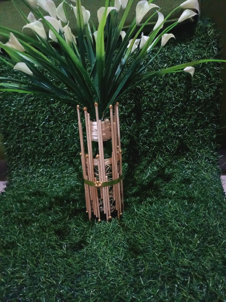 Vase bambou doré